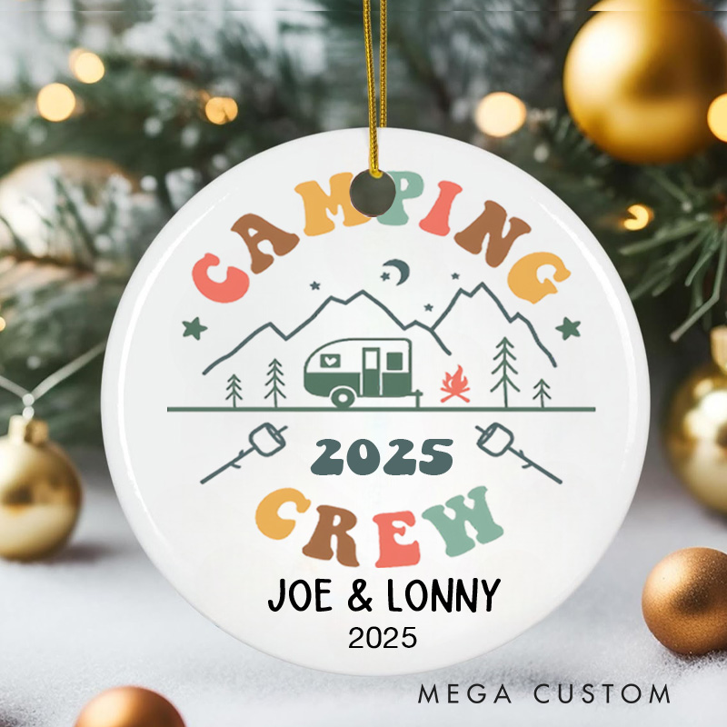 Personalized Camping Crew Christmas Ornament Outdoor Camping Life Christmas Ornament Gift for Hiking Traveling