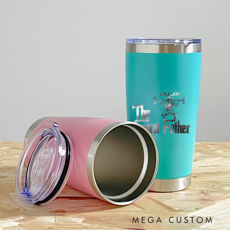 Personalized Fitness Tumbler Coffee Stainless Steel Tumbler with Stylish The Squat Father Theme in Vibrant Colors for Fitness Enthusiasts Bodybuilders and Gym Lovers