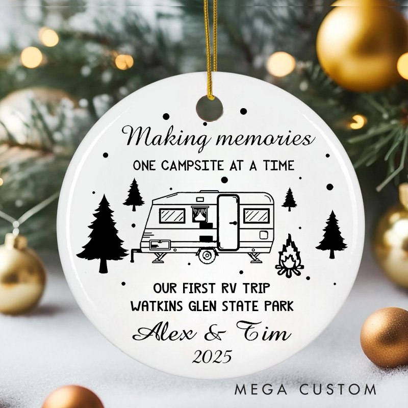 Personalized Making Memories One Campsite at a Time Christmas Ornament Outdoor Life Christmas Ornament Gift for Hiking Traveling