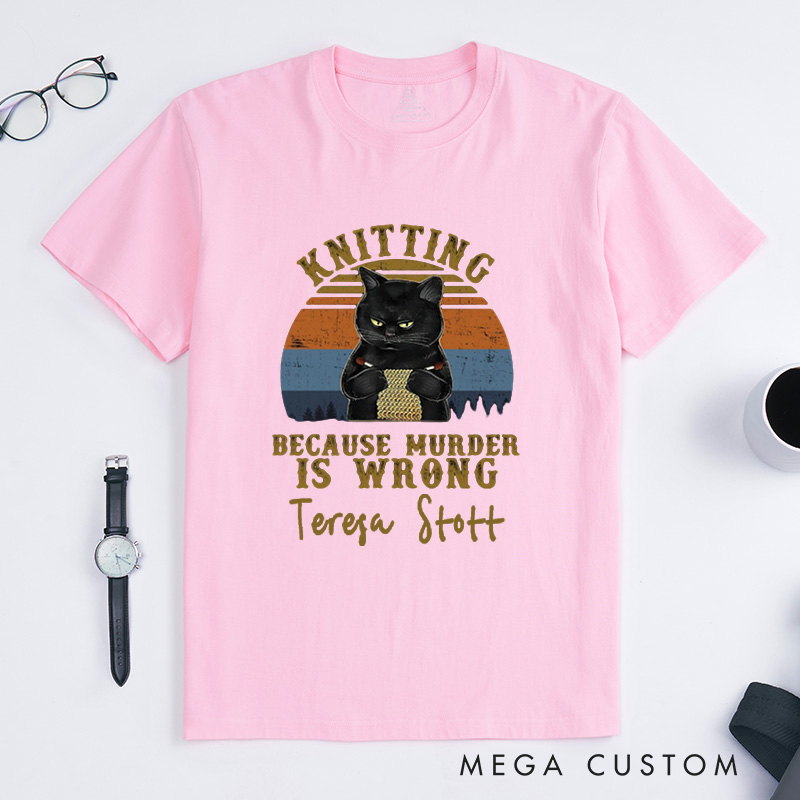 Personalized Knitting Love T-Shirts Funny Knitter T-Shirt Knit Tee Unique Font Shirt