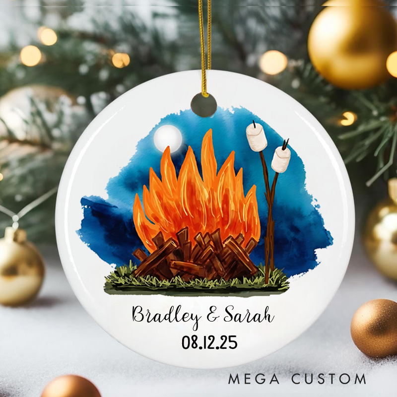 Personalized Cozy Campfire Night Christmas Ornament Outdoor Camping Life Christmas Ornament Gift for Hiking 
