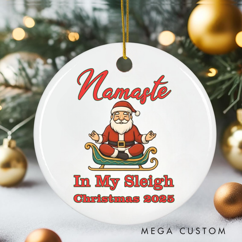 Personalized Christmas Ornament with Namaste in My Sleigh Design Christmas Ornament Gift for Yoga Lover