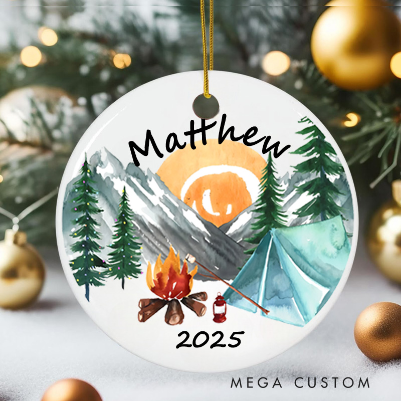 Personalized Camping Adventure Christmas Ornament Outdoor Enthusiasts Christmas Ornament Gift for Hiking Traveling