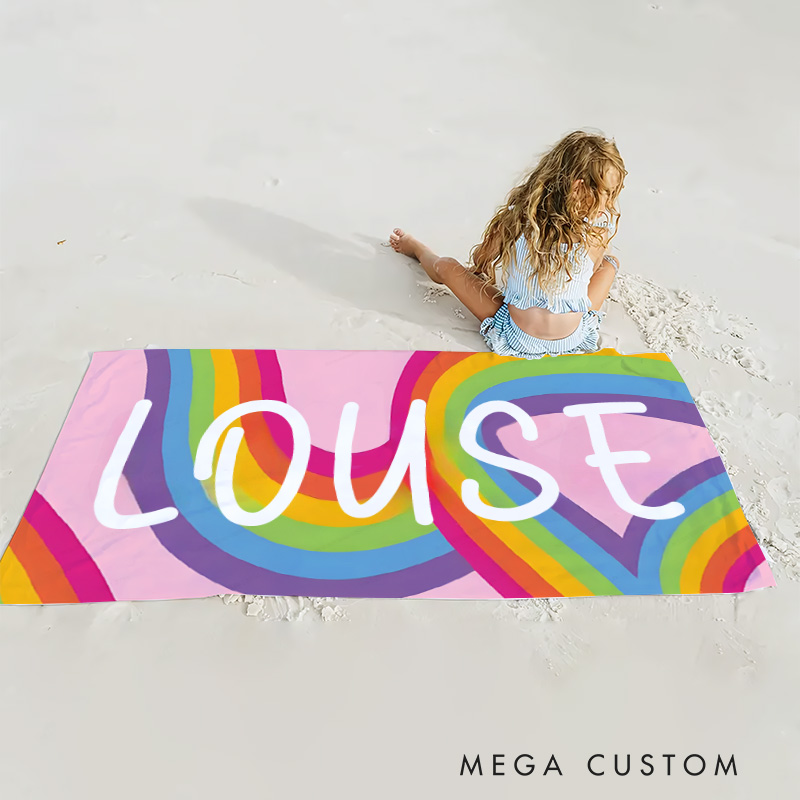 Personalized Kids Name Towel Gift for Kids Rainbow Kids Towel