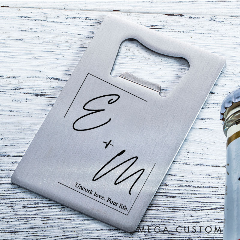 Personalized Credit Card Bottle Opener Stainless Steel Wedding Favor First Home Gift for Couple Housewarming Gift