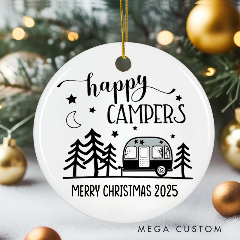 Personalized Happy Campers Christmas Ornament Nature Outdoors Lover Christmas Ornament Gift for Hiking