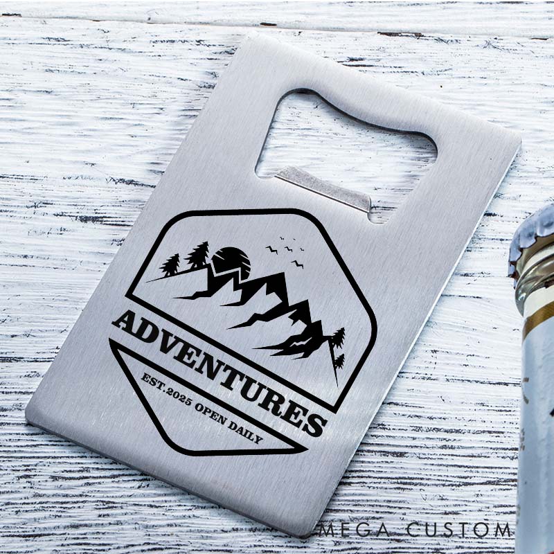 Personalized Credit Card Bottle Opener Custom Adventure-Themed Bottle Opener Personalized Gifts and Everyday Use Housewarming Gifts