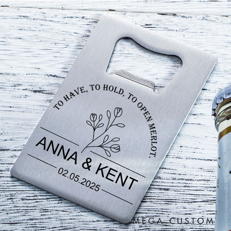 Personalized Credit Card Bottle Opener Custom Wedding Bottle Opener Perfect for Couples Anniversaries Housewarming