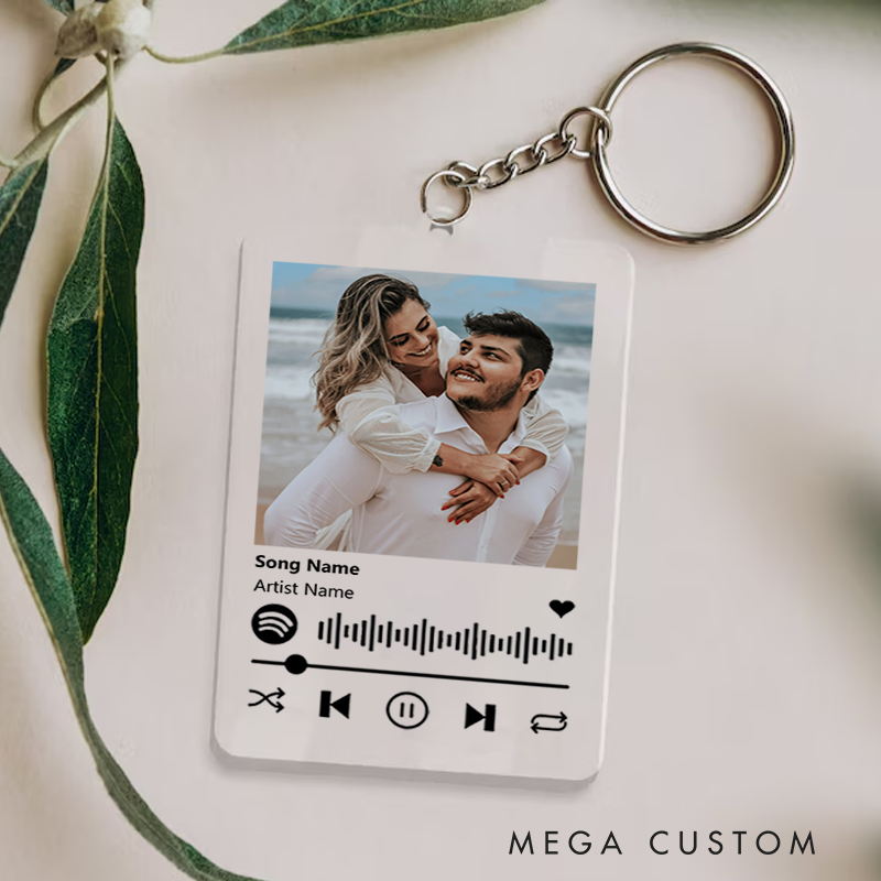 Personalized Photo Keychain and Custom Song Plaque Keychain and Music Acrylic Plaque