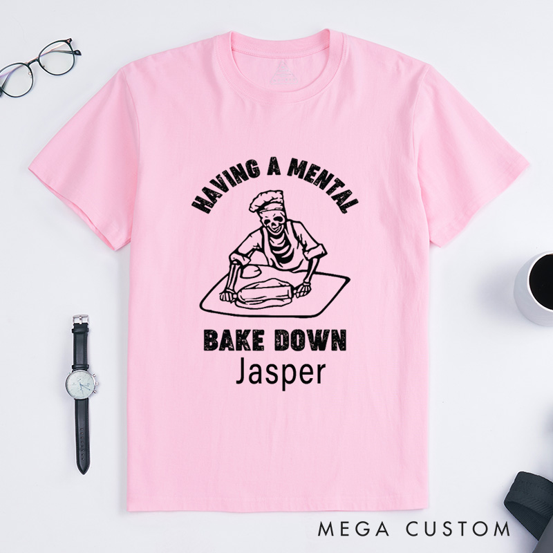 Personalized Having a Mental Bake Down Classic T-Shirts Halloween Chef Shirt Chef Skeleton Shirts Gift for Bakers Baking Tee Baker Gifts