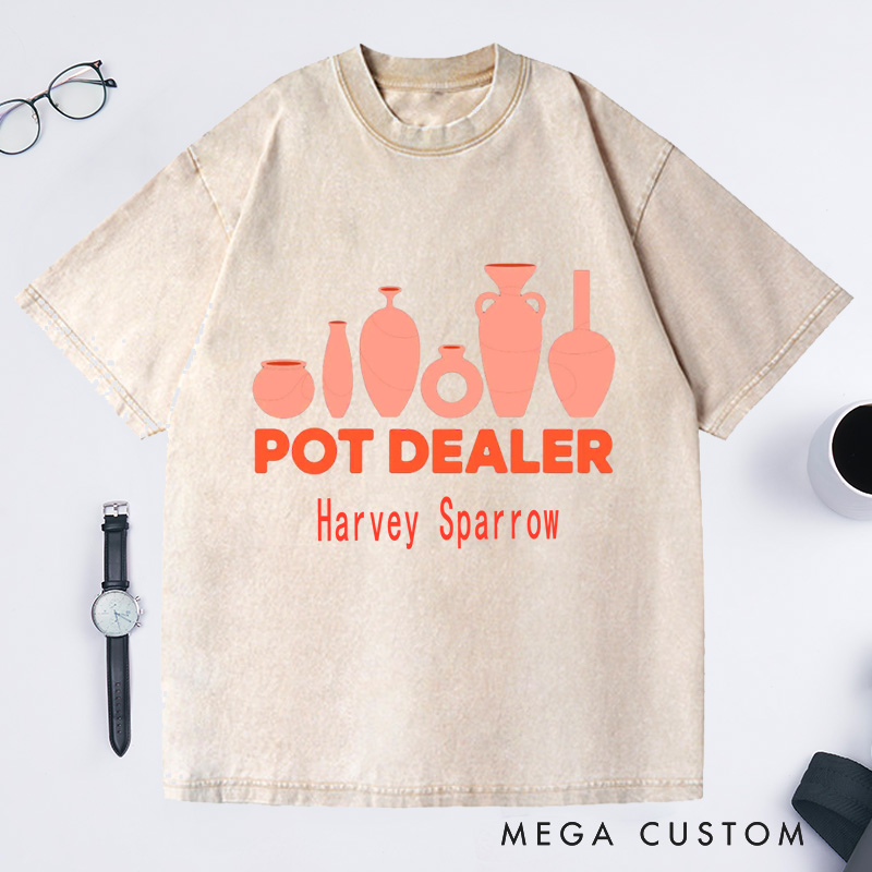 Personalized Pot Dealer Washed T-Shirts Pottery Lover Gift Potters Gifts Clay Tshirt Custom Tee