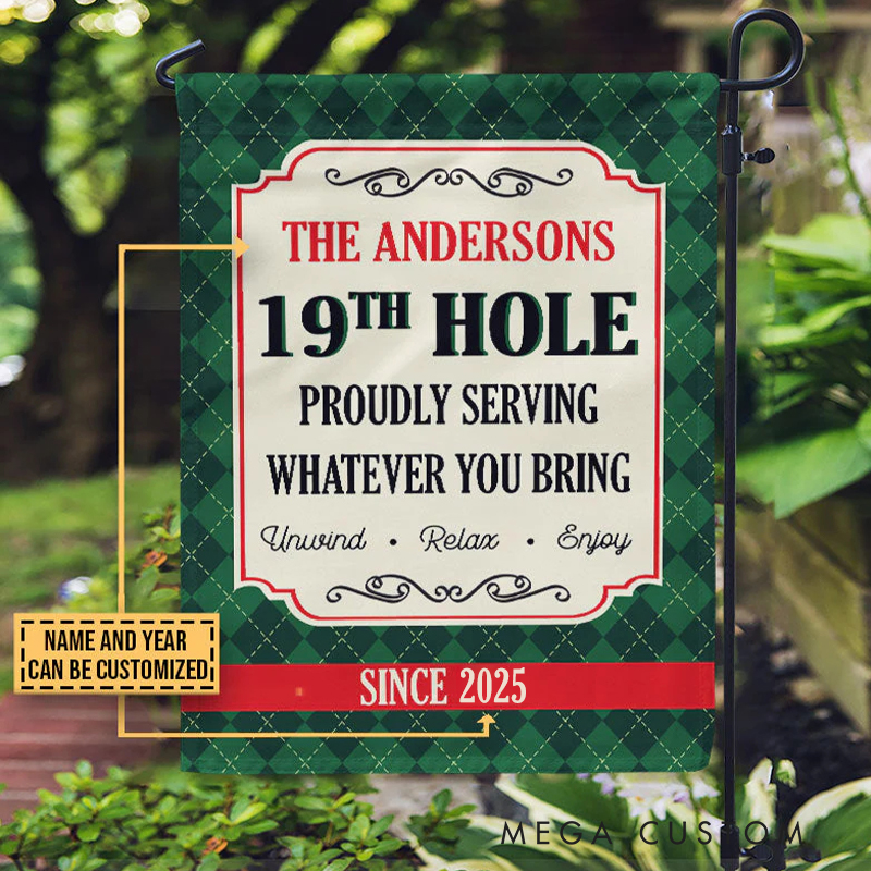 Personalized Golf 19th Hole Serving Customized Flag
