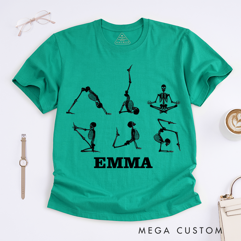 Personalized Yoga Skull T-Shirt Gothic Style T-Shirt Dark Style T-Shirt Yoga Lover T-Shirt