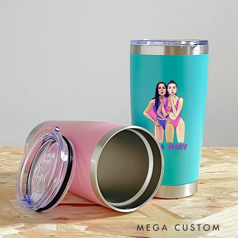 Personalized Fitness Tumbler Coffee Stainless Steel Tumbler with Bikini Girls Bestie Partner for Fitness Enthusiasts Bodybuilders and Gym Lovers