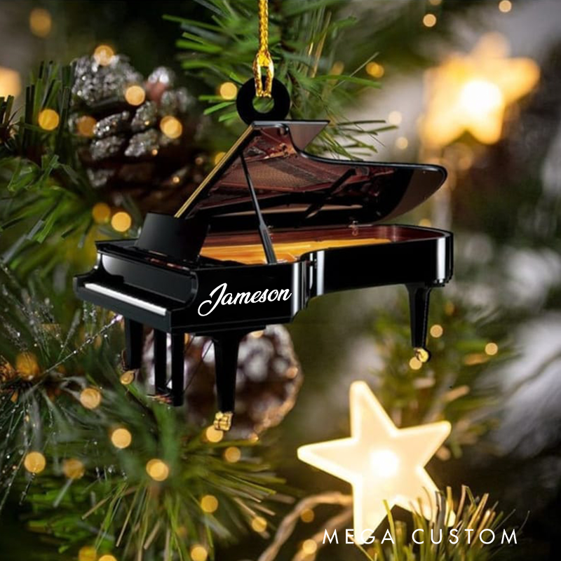 Personalized Piano Christmas Ornament and Music Christmas Flat Ornament and Piano Lovers Acrylic Ornament and Musician Gift