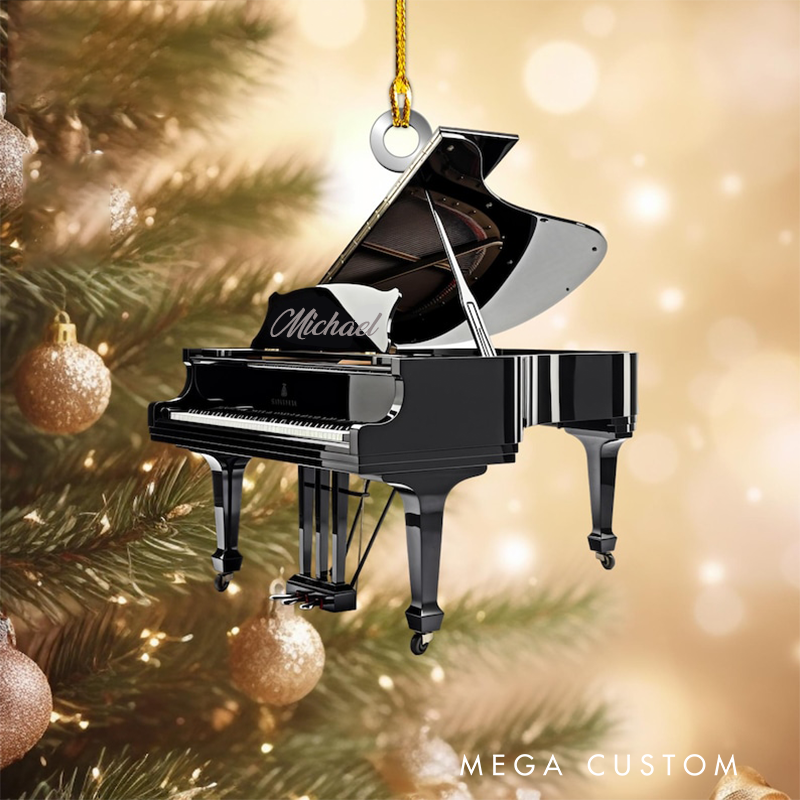 Personalized Name Piano Christmas Ornament and Christmas Tree Hanging Decor and Music Lover Gift