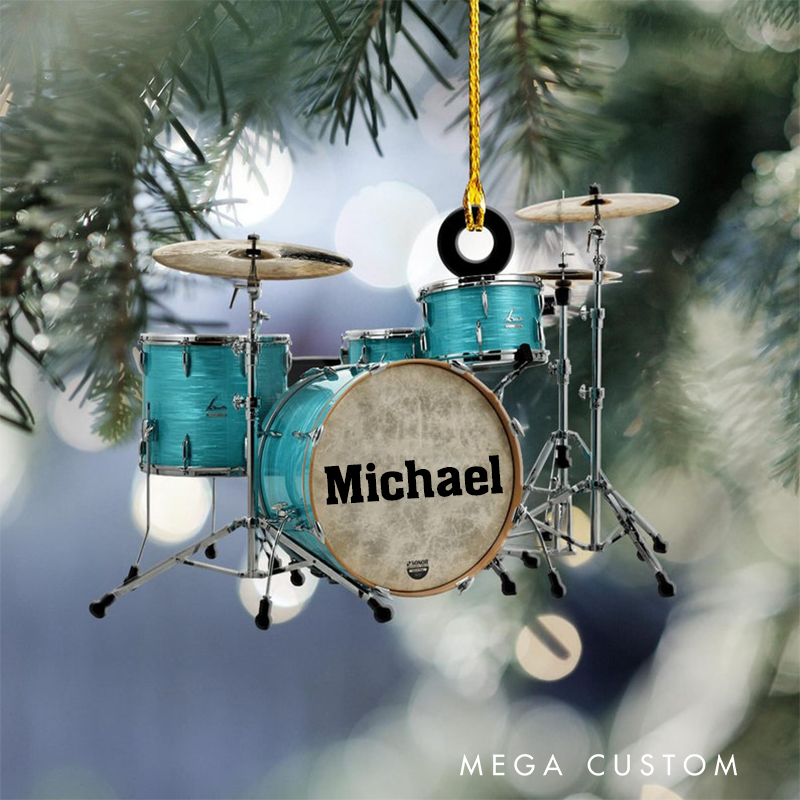 Personalized Name Drum Ornament and Printed Ornament and Christmas Gifts for Drummer and Custom Ornaments Gift for Drum Lovers and Drum Ornament
