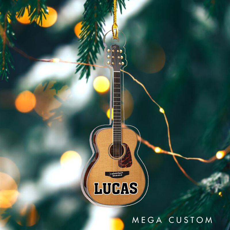 Personalized Name Guitar Ornament and Christmas Gift for Guitar Team and Tree Decor and Guitar Christmas Ornament