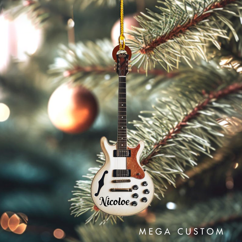 Personalized Name Classic Guitar Christmas Ornament and Christmas Tree Hanging Decor and Guitar Lover Gift