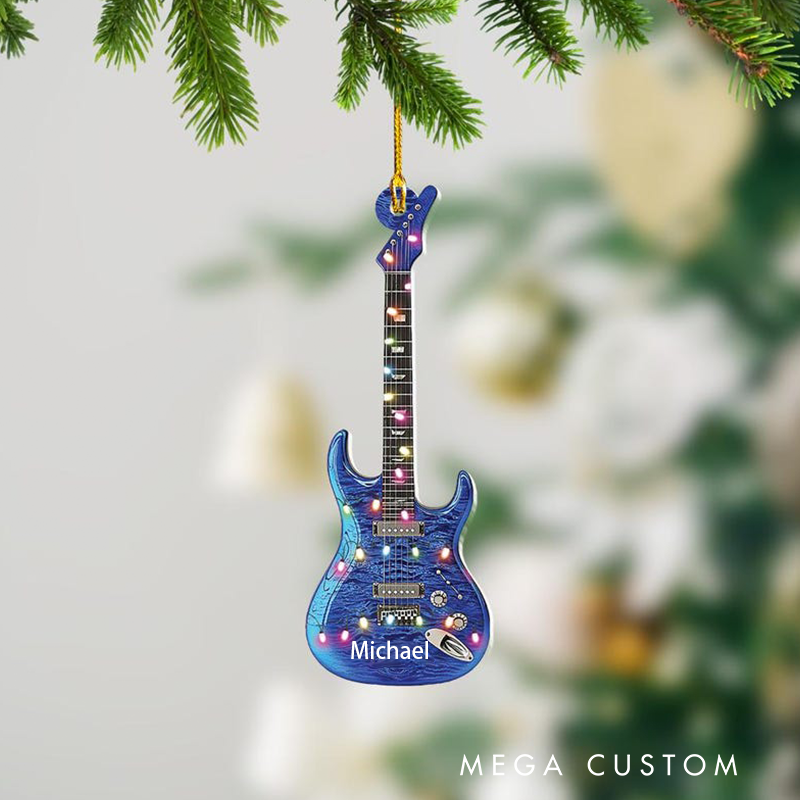 Personalized Guitar Ornament and Guitar Christmas Ornament and Electric Guitar Ornament and Guitarist Ornament Gift and Music Band Ornament