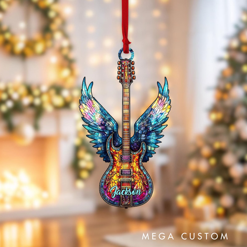 Personalized Electric Guitar Ornament and Guitar Christmas Ornament and Ghita Xmas Decor and Christmas Gift for Music Lovers