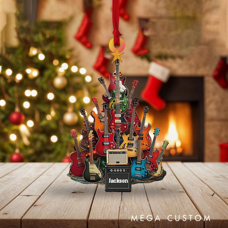 Personalized Electric Guitar Ornament and Guitar Christmas Ornament and Guitar Xmas Decor and Christmas Gift for Music Lovers