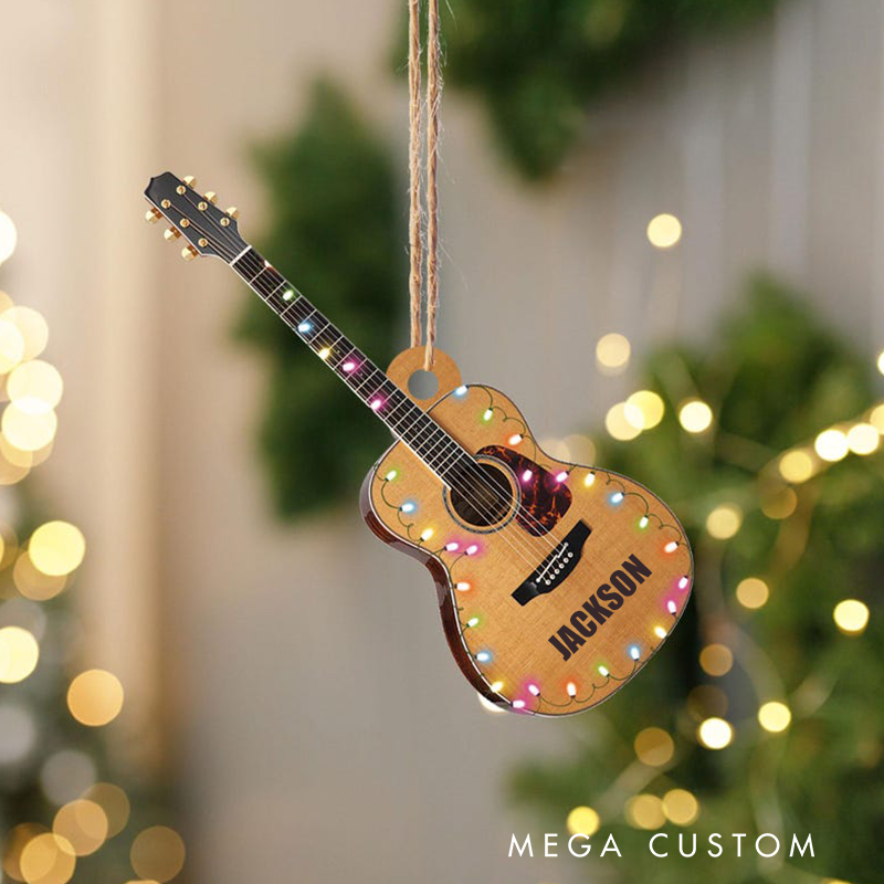 Personalized Guitar Ornament and Guitar Christmas Ornament and Guitar Xmas Decor and Christmas Gift for Music Lovers