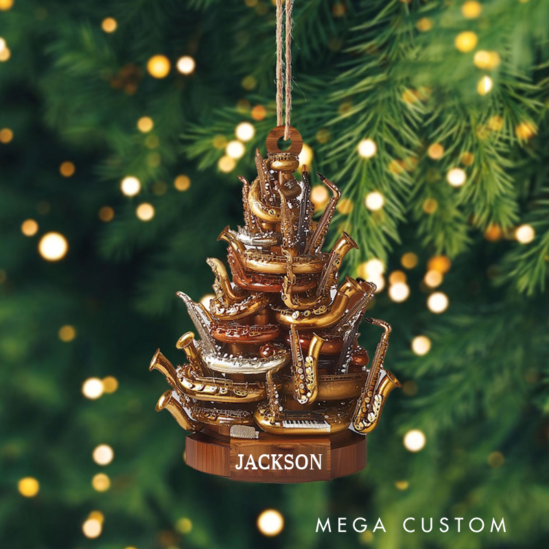 Personalized Saxophone Ornament and Saxophone Christmas Ornament and Saxophone Xmas and Christmas Gift for Music Lovers and Saxophone Players
