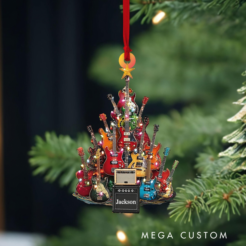 Personalized Electric Guitar Ornament and Guitar Christmas Ornament and Guitar Xmas Decor and Christmas Gift for Music Lovers and Guitar Players