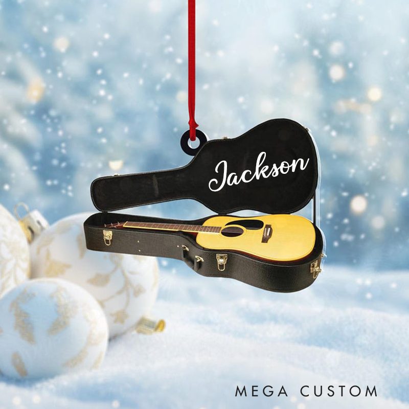 Personalized Acoustic Guitar Christmas Tree Ornament and Christmas Gift for Guitarist and Guitar Player Gift and Classic Guitar Ornament