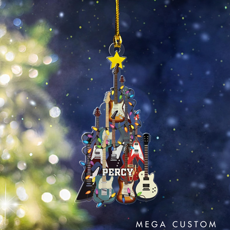 Personalized Electric Guitar Ornament and Guitar Christmas Ornament and Guitar Xmas Decor and Xmas Gift for Music Lovers and Guitar Players