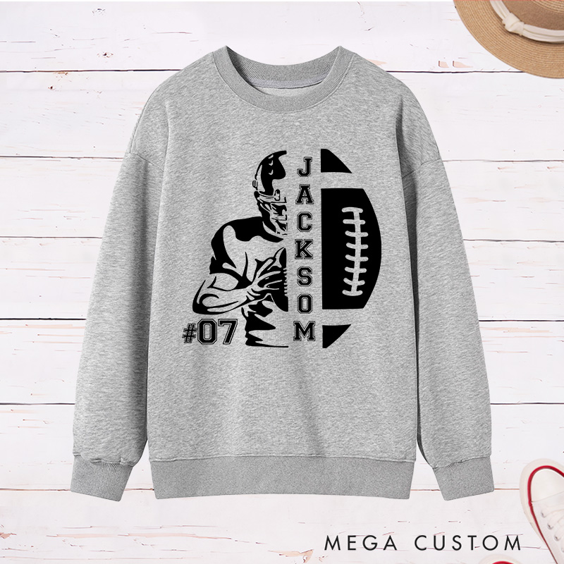 Personalized American Football Sweatshirt with Custom Name and Number for Game Day