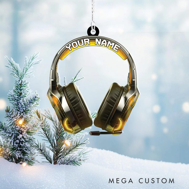 Personalized Gaming Head Phones Light Christmas Ornament and Gaming Ornament and Gamer Christmas Ornament and Video Game Ornament Gift