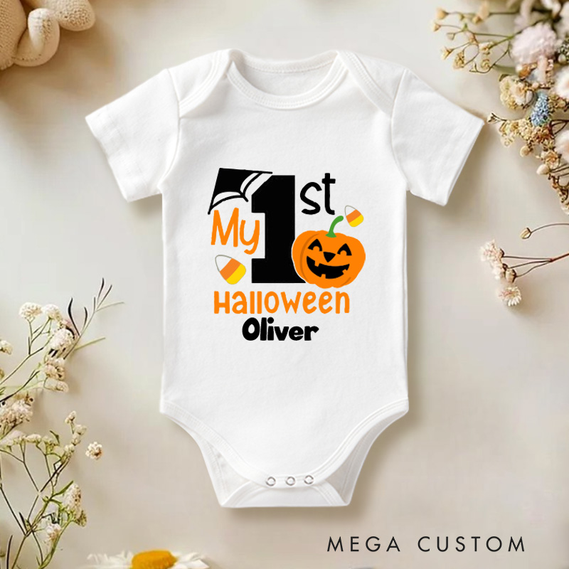 Personalized 1st Halloween Funny Baby Onesie  First Halloween Pumpkin Baby Onesie Halloween Gift