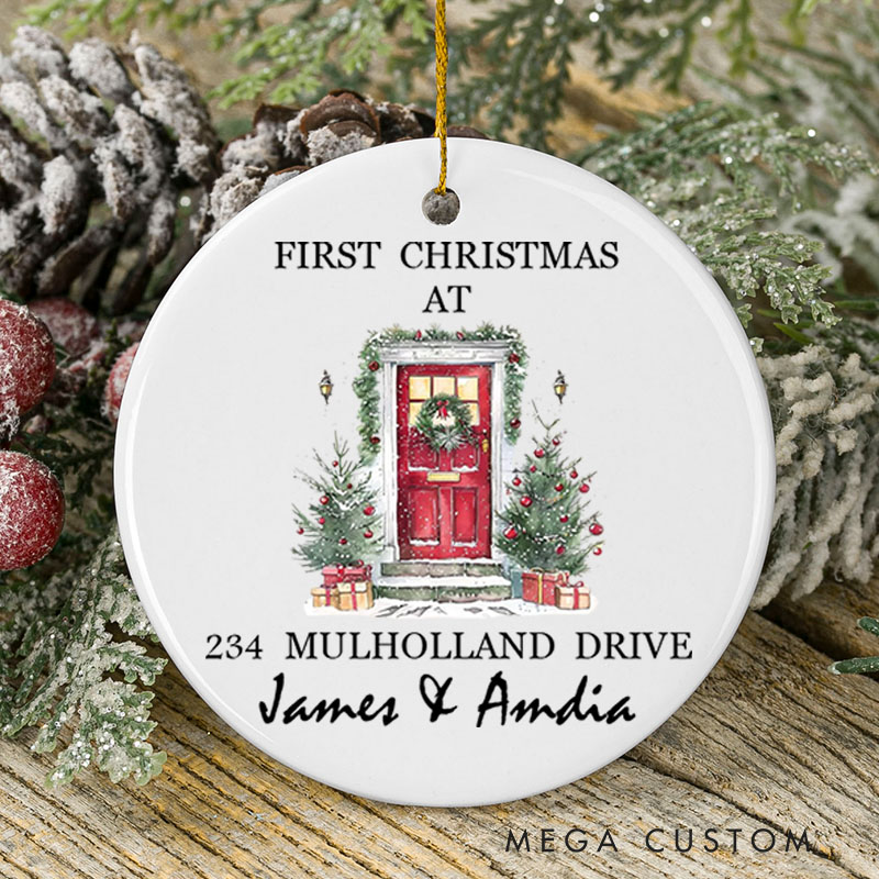 Personalized First Christmas at New Home Ceramic Ornament Holiday Keepsake Gift for Couples Christmas Tree Décor New Home Ornament 2025