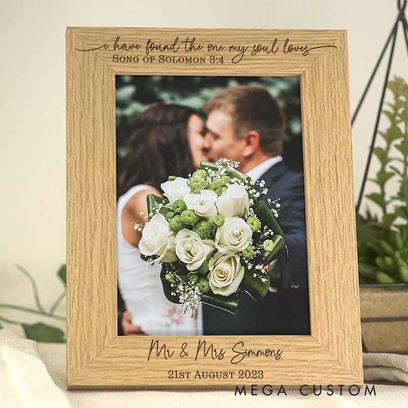 Personalized Bible Quote Picture Frame with Names and Date Christian Wedding Gift Anniversary Gift for Couple