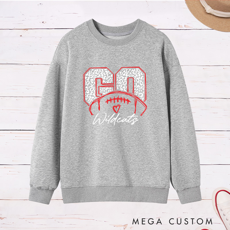 Personalized American Football Leopard Sweatshirt Featuring Custom Your Team Name on the Front