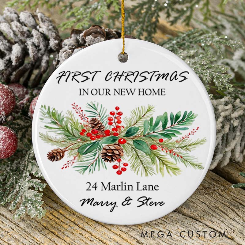 Personalized First Christmas in Our New Home Ceramic Ornament Holiday Keepsake Gift for Couples Christmas Tree Décor New Home Ornament 2025