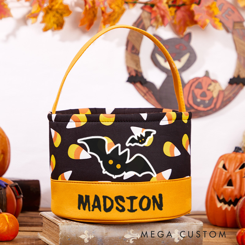 Personalized Kids Halloween Basket Candy Bag Halloween Gift for Boy Girl