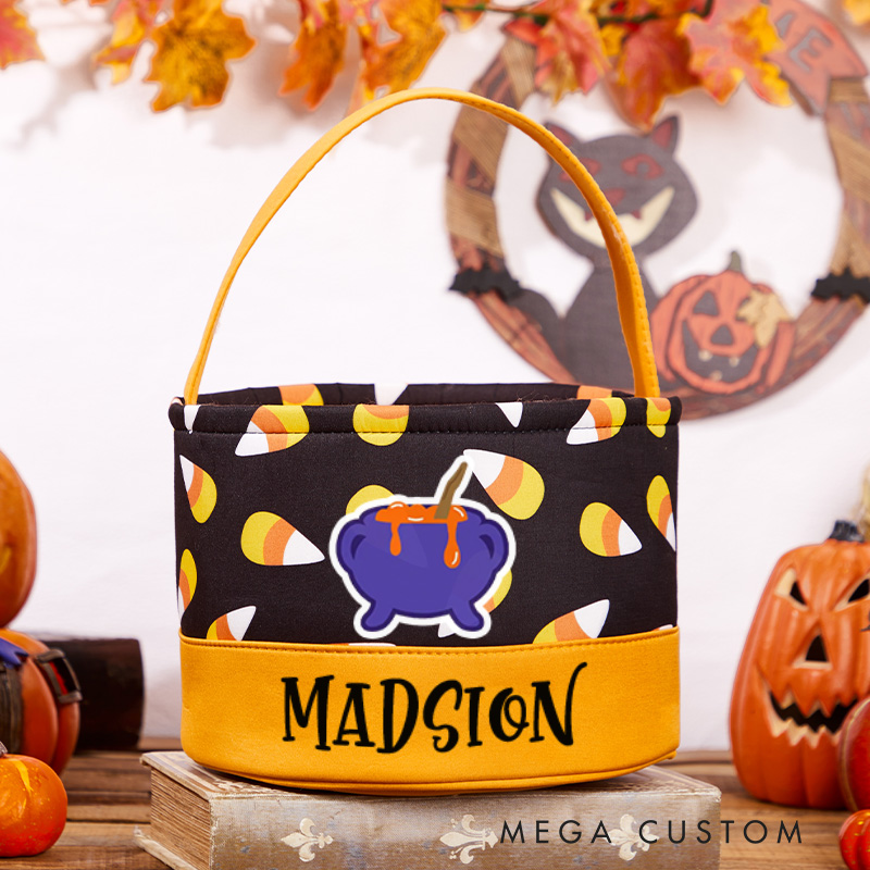 Personalized Kids Halloween Candy Basket with Name Halloween Gift