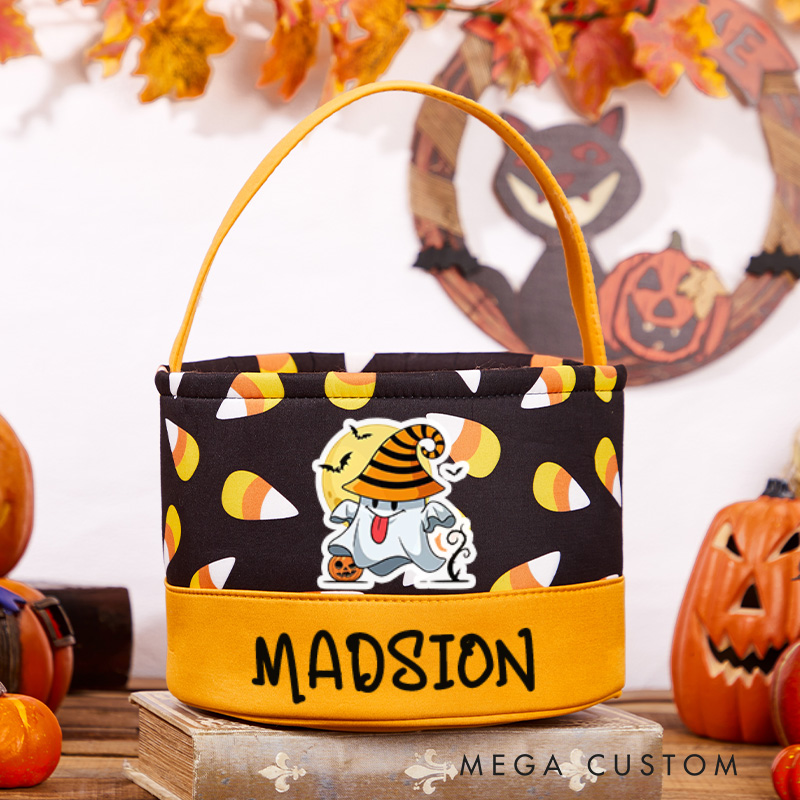 Personalized Trick or Treat Halloween Bag Basket Bucket Tote Kid’s Gift for Boy or Girl