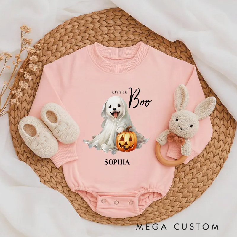 Personalized Little Boo Cute Halloween Ghost Puppy Baby Bodysuit