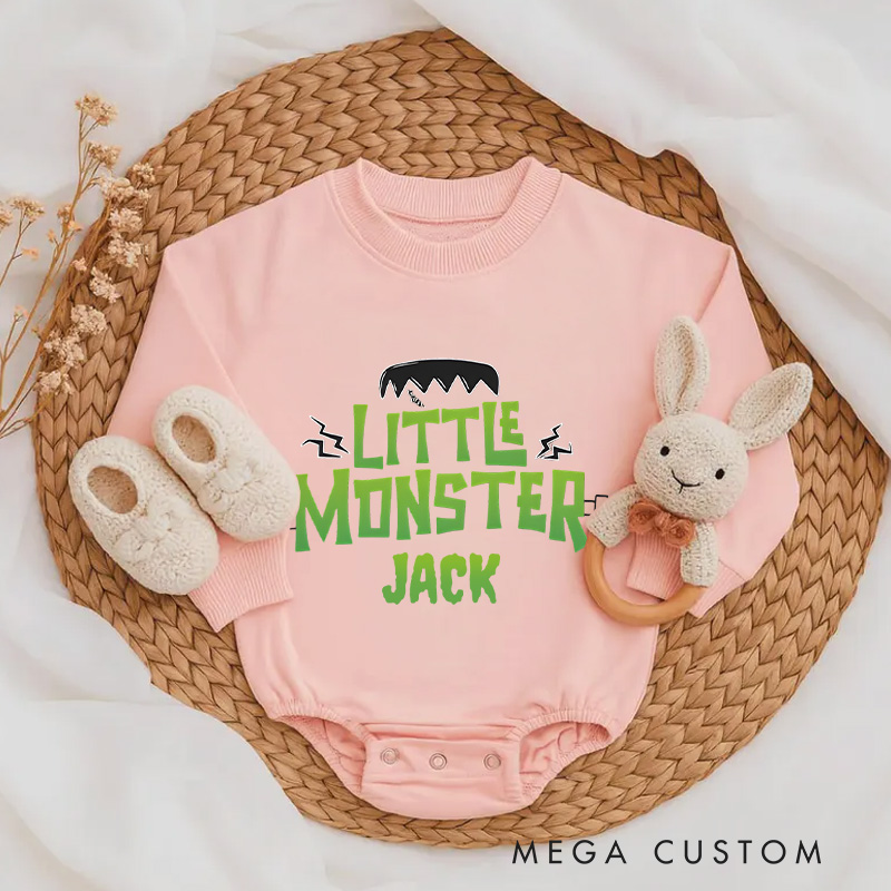 Personalized Little Monster Halloween Baby Bodysuit Perfect for Spooky Fun