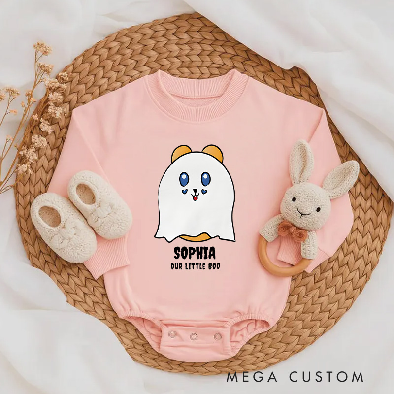 Personalized Cute Ghost Halloween Baby Bodysuit with Adorable Custom Name