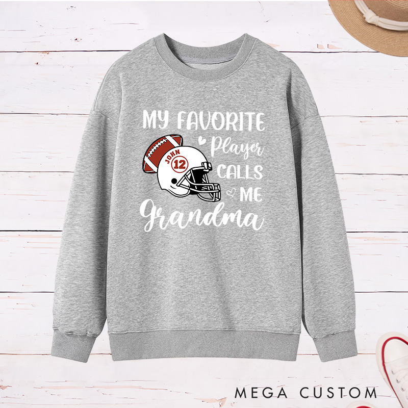 Personalized American Football Grandma Sweatshirt with Custom Name and Number