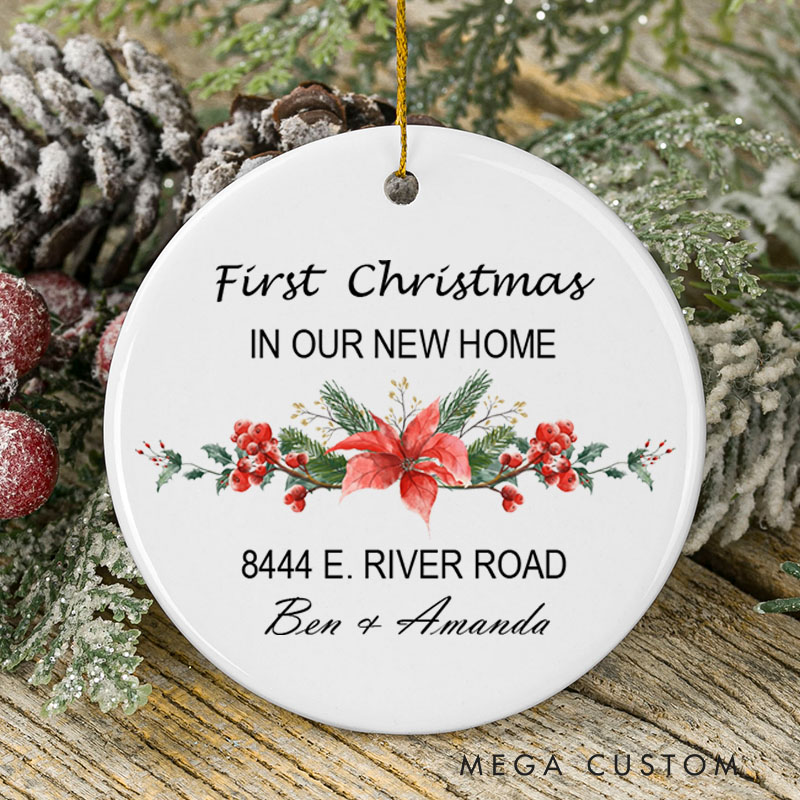 Personalized First Christmas in Our New Home Ornament 2025 New Home Address Keepsake Gift Custom Couple Holiday Tree Ornament Christmas Gift