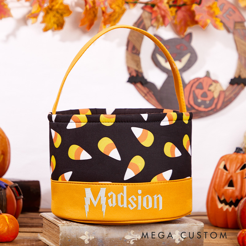 Personalized Trick or Treat Buckets Embroidered Name Halloween Bucket Kids Halloween Basket