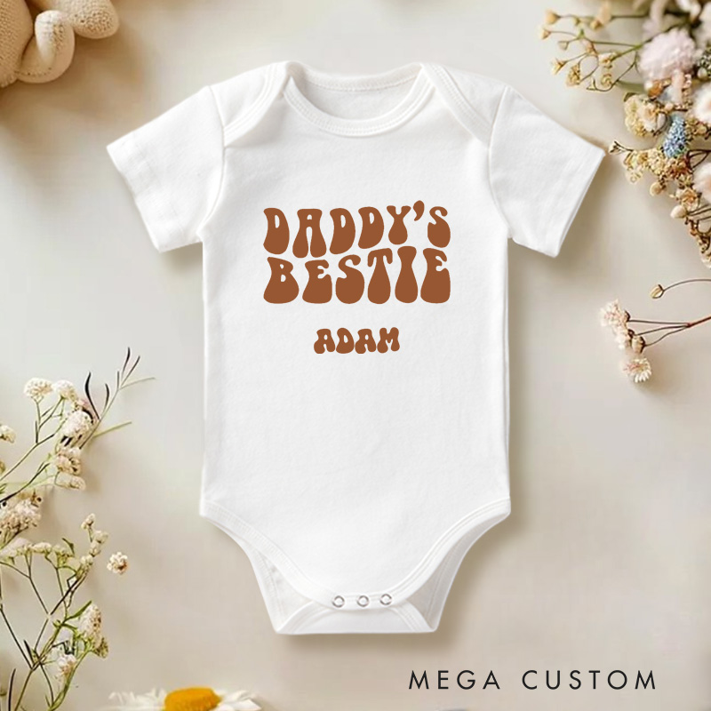 Personalized Daddy's Bestie Cute and Heartwarming Design Celebrating the Special Bond Between Dad and Child Baby Onesie
