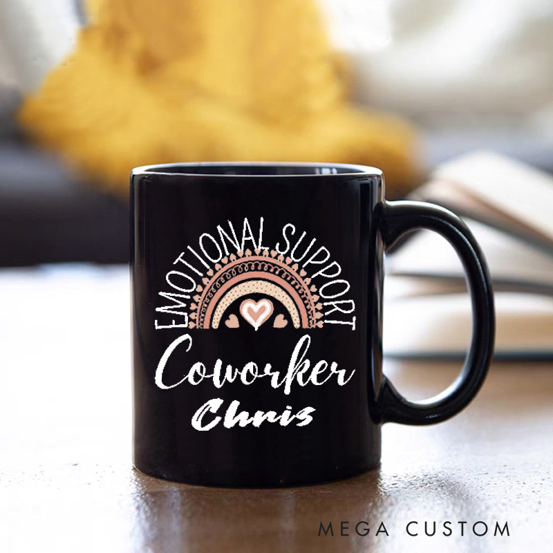 Personalized Office Worker Mug Gift Emotional Support Coworkers with Boho Style Rainbow Mug Appreciation Gift for Coworkers