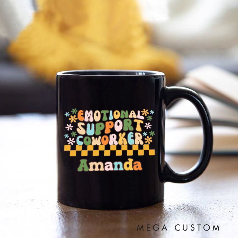Personalized Office Worker Mug Gift Emotional Support Coworkers with Vibrant Colors and Floral Accents Mug Appreciation Gift for Coworkers